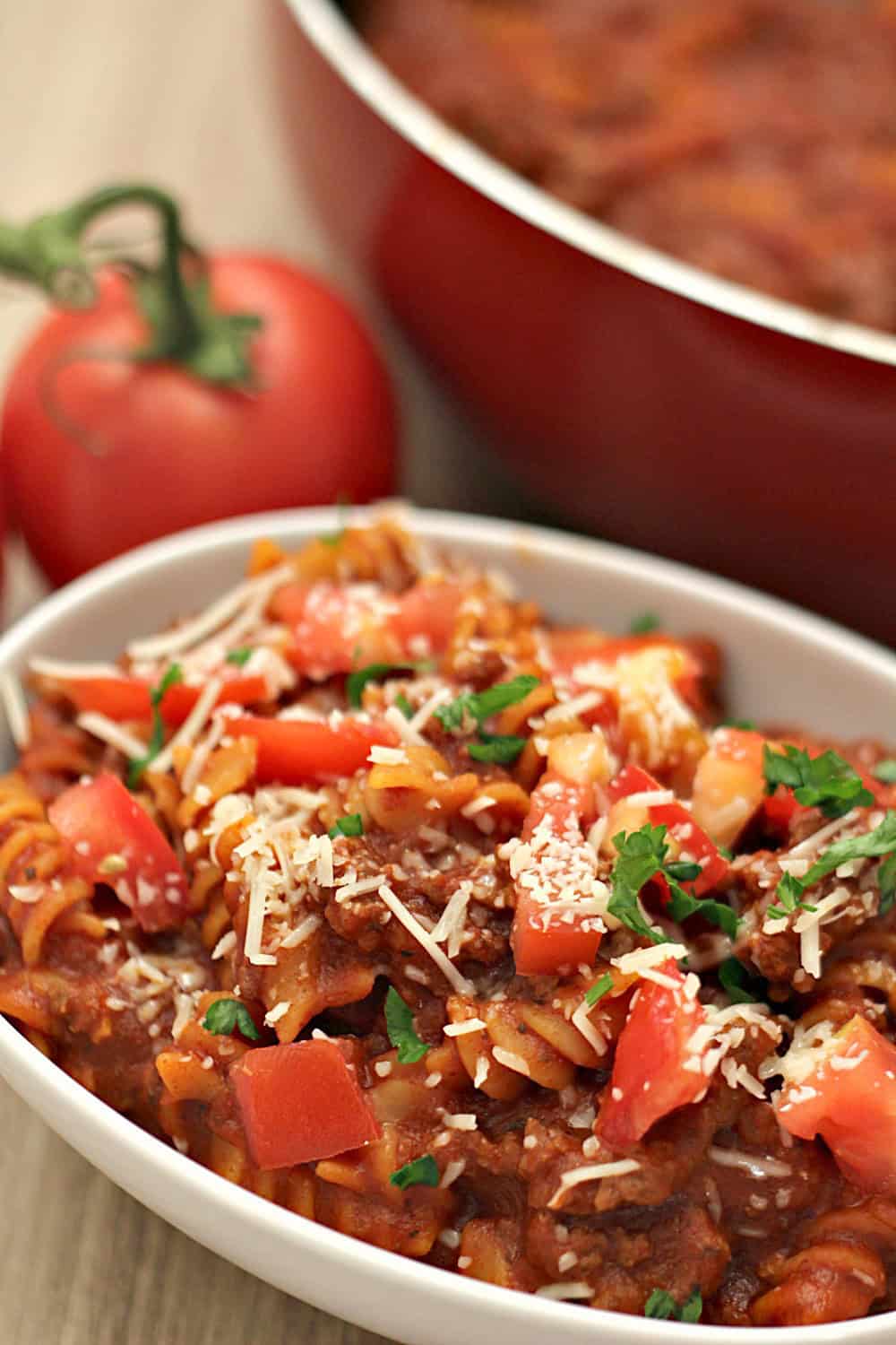 One Pan Chili Beef Pasta Skillet