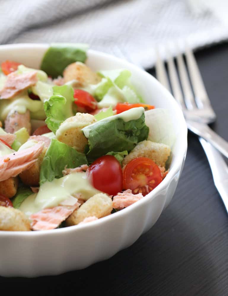 Salmon Salad with Lemon Avocado Dressing