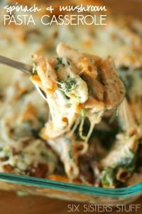 Spinach and Mushroom Pasta Casserole from SixSistersStuff.com