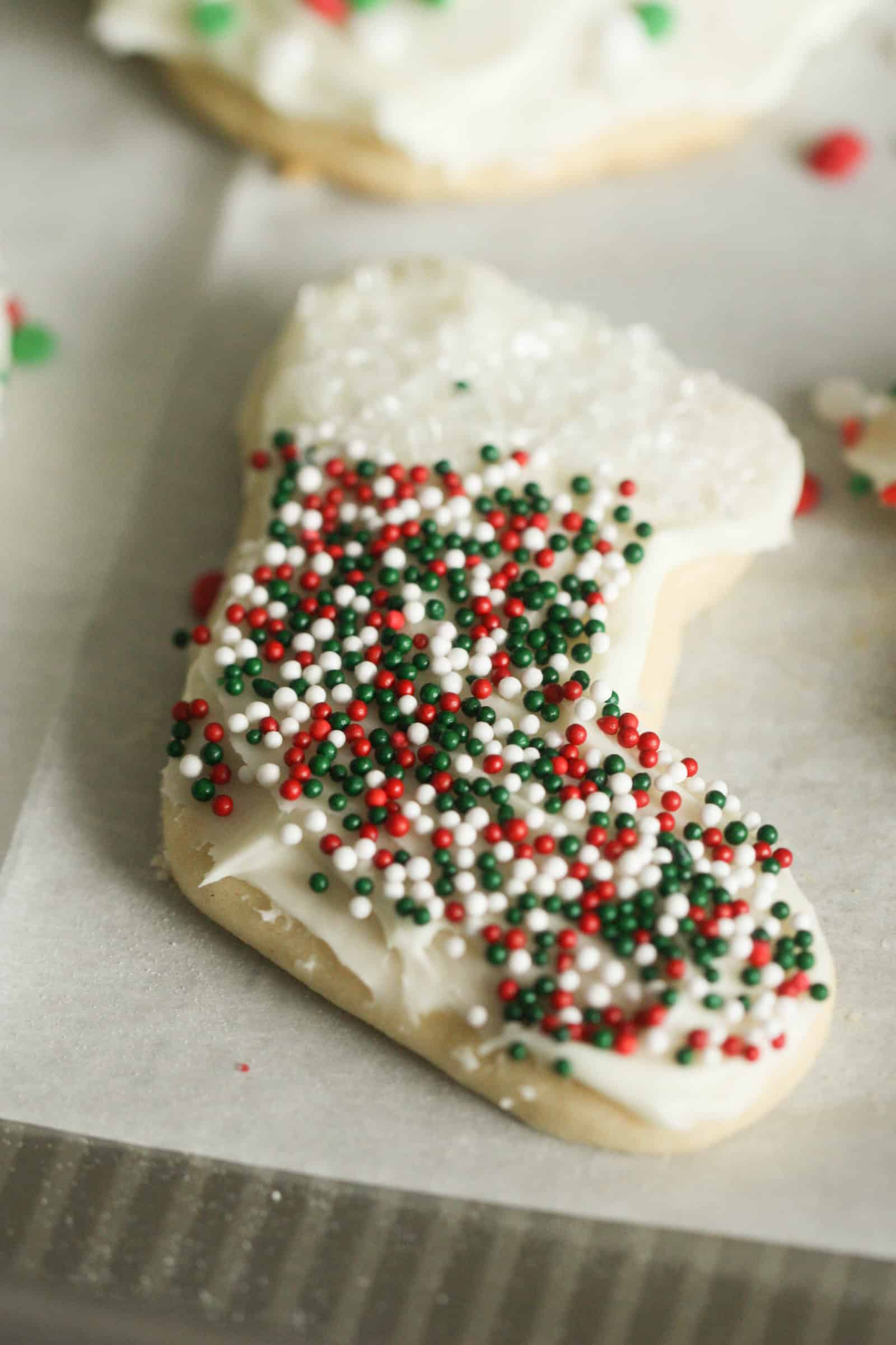 Frosted Super Soft Sugar Cookies with sprinkles