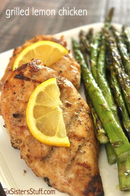 Grilled chicken with lemon and asparagus