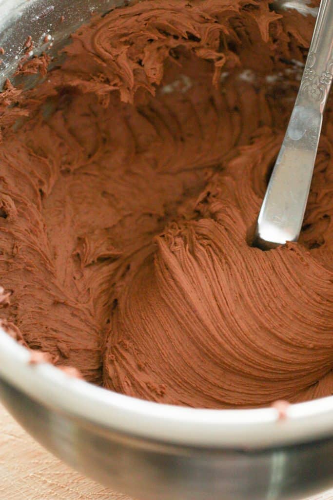 Chocolate Sugar Cookie Bar dough in a bowl.