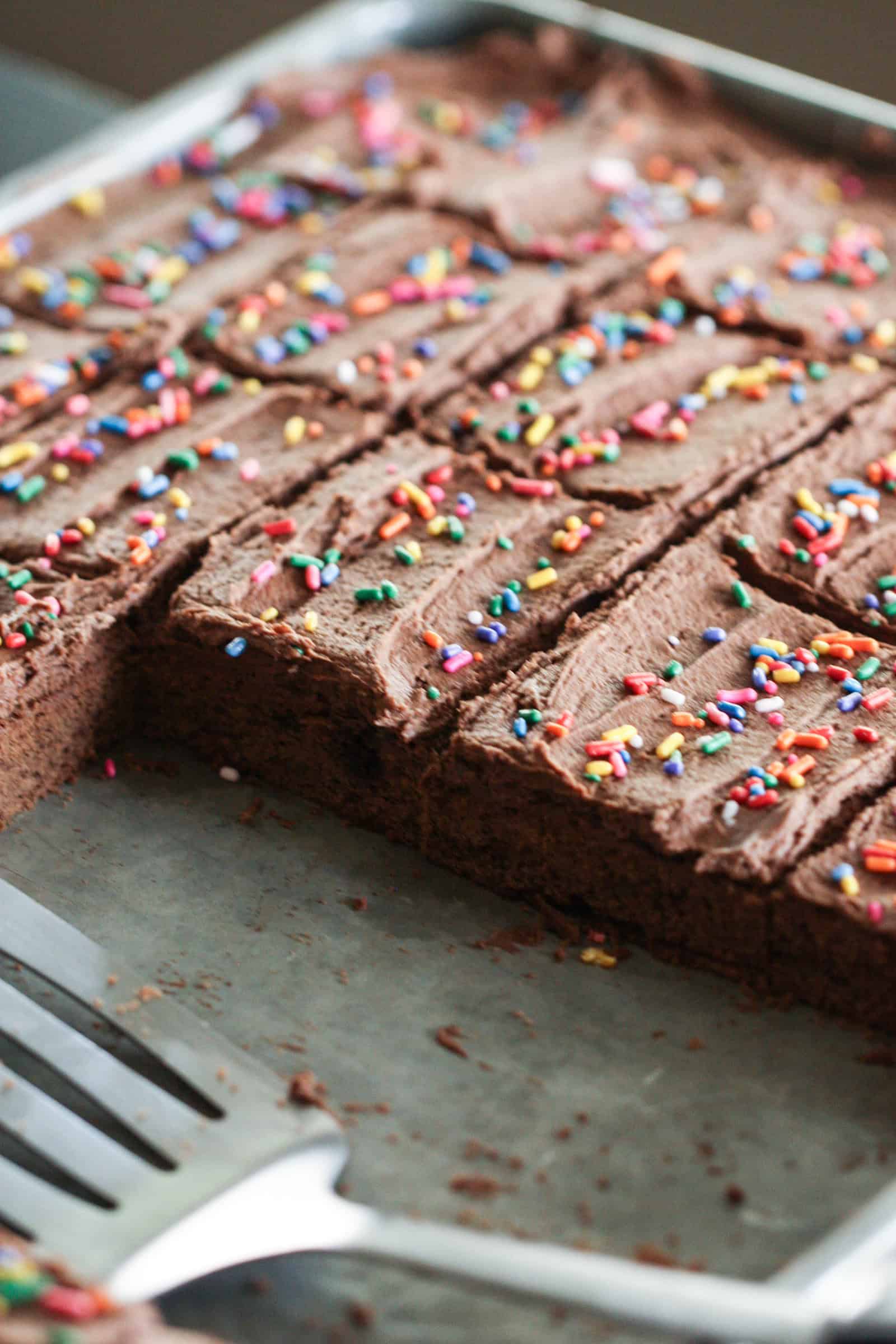 Pan of Chocolate Sugar Cookie Bars
with a few missing