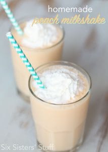 Homemade Peach Milkshake from SixSistersStuff.com