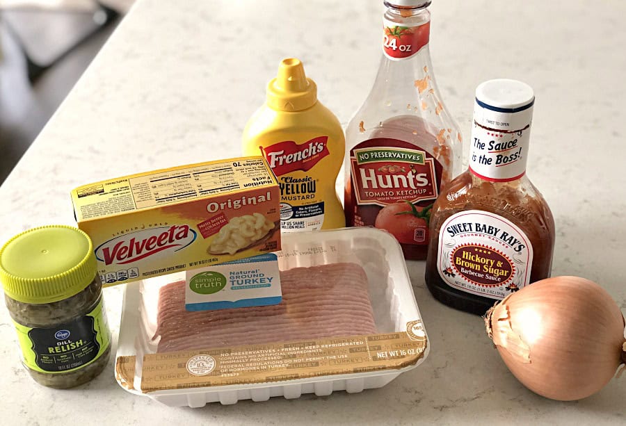 Ingredients for Slow Cooker Cheesy Turkey Burger Joes