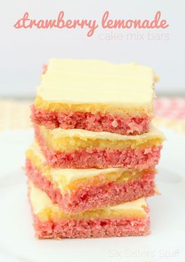 Strawberry Lemonade Cake Mix Bars from SixSistersStuff.com