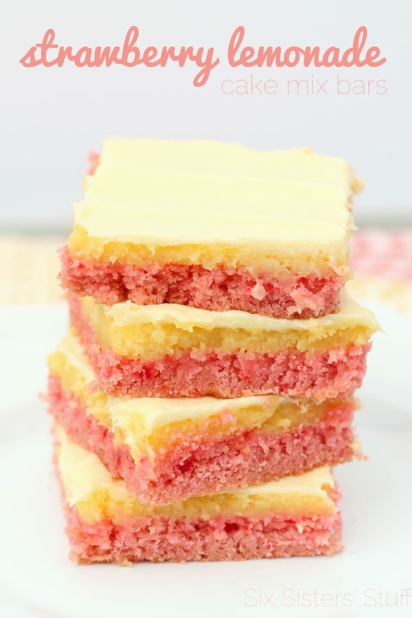 Strawberry Lemonade Cake Mix Bars