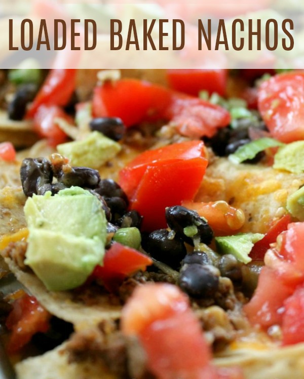 baked nachos in the oven with tons of toppings