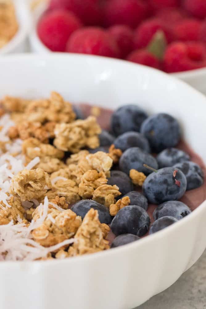 Close up of Blueberries and granola