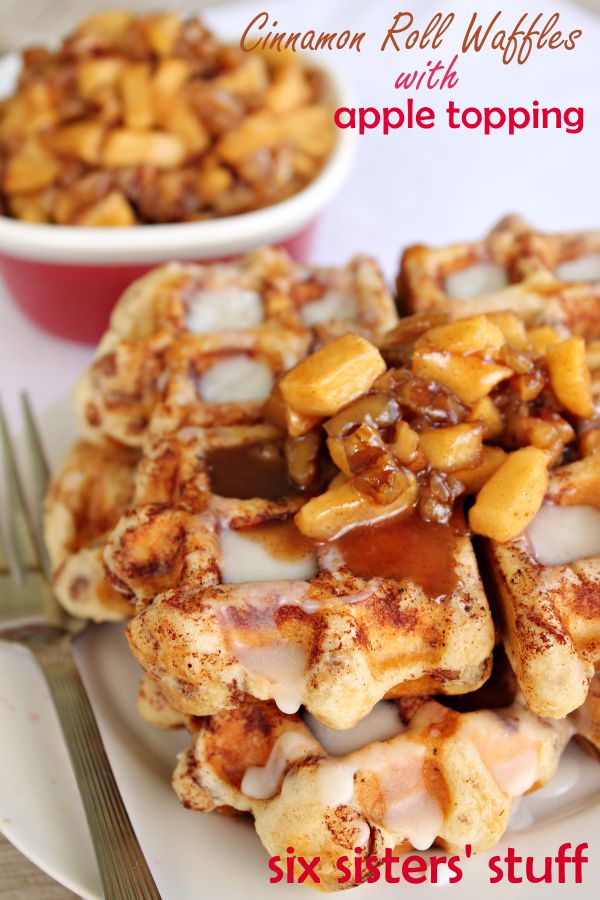 Cinnamon Roll Waffles with Apple Topping