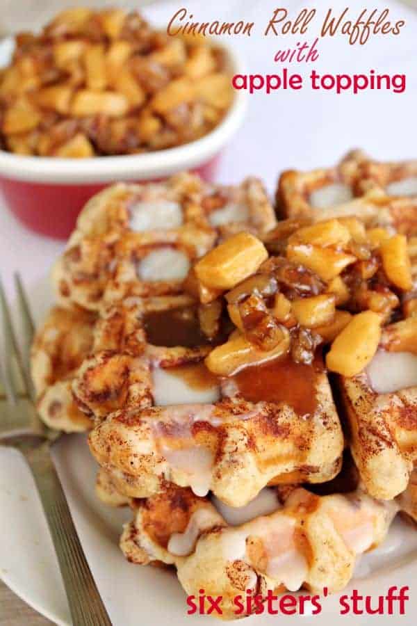 Cinnamon Roll Waffles with Apple Topping