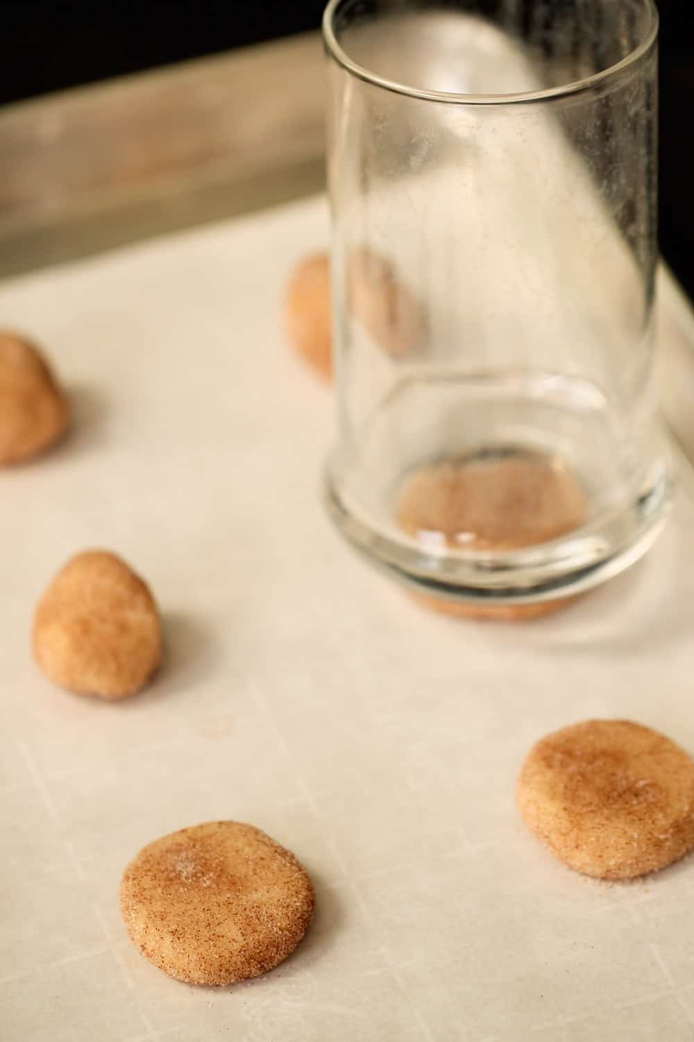 Flattening cookies with glass