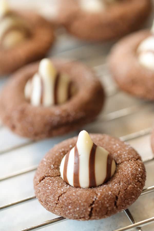 Hershey’s Hug Brownie Cookies on a cooling rack