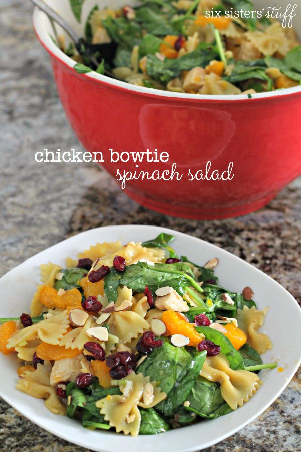 Chicken Bow Tie Spinach Salad