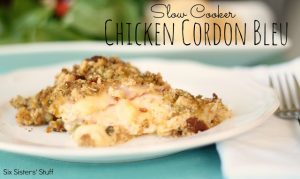 Slow Cooker Chicken Cordon Bleu with text