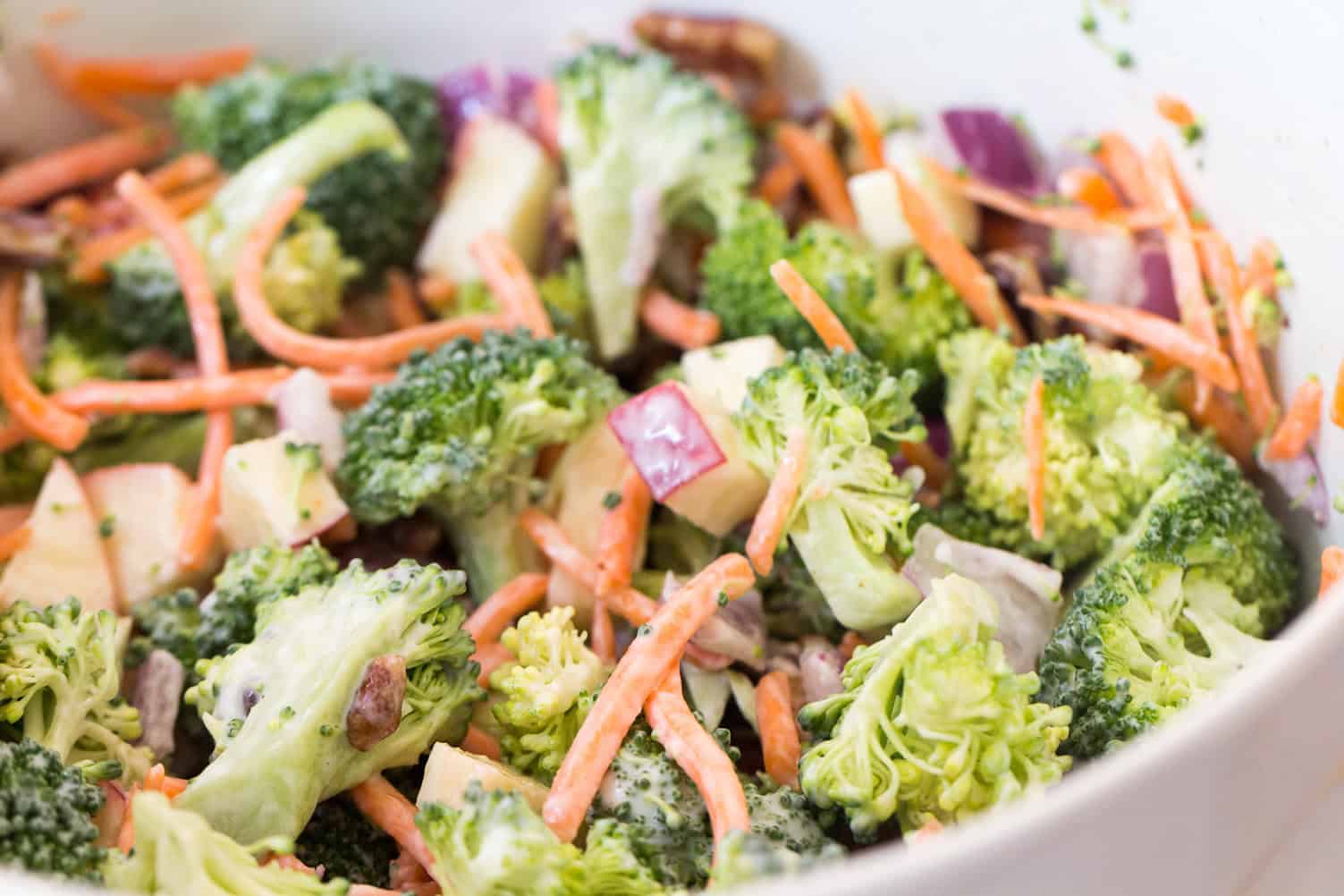 Broccoli Apple Salad in a serving bowl