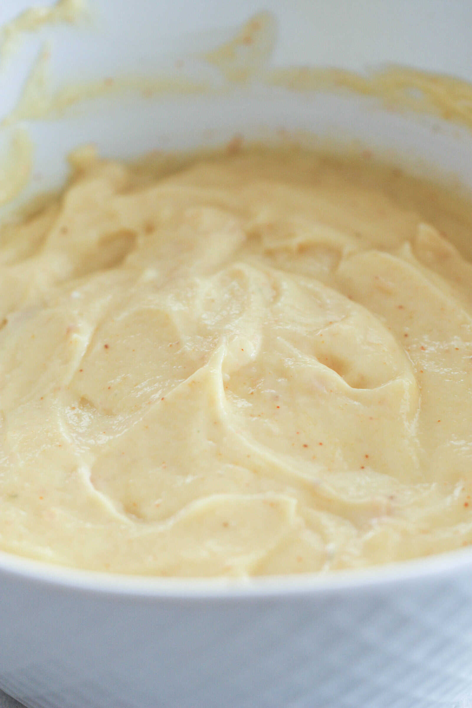 Sauce mixture in mixing bowl