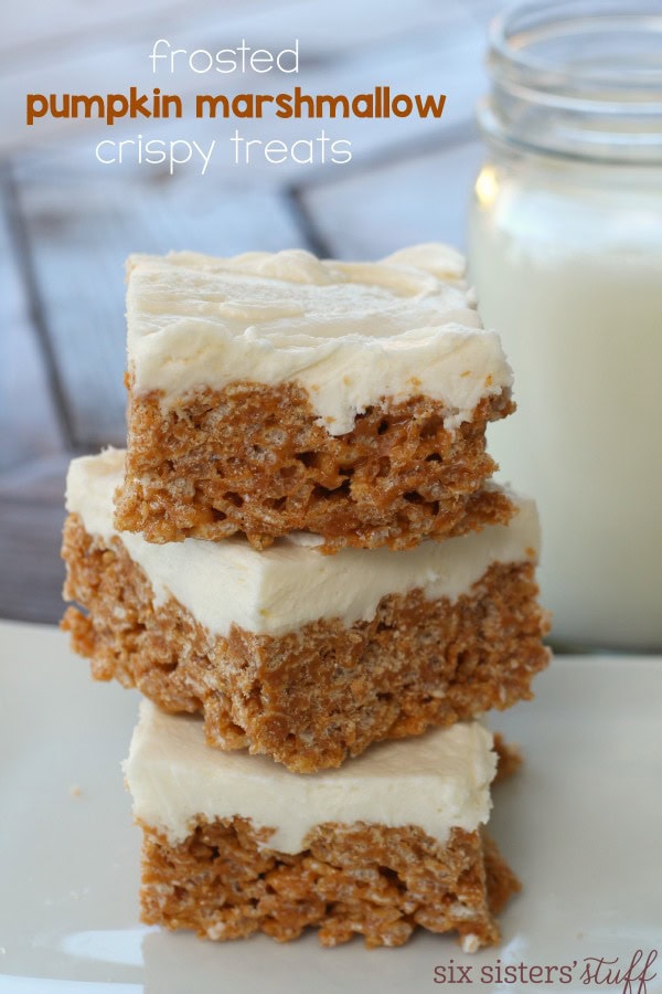 Frosted Marshmallow Pumpkin Crispy Treats