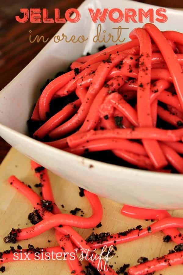 Jello Worms in Oreo Dirt