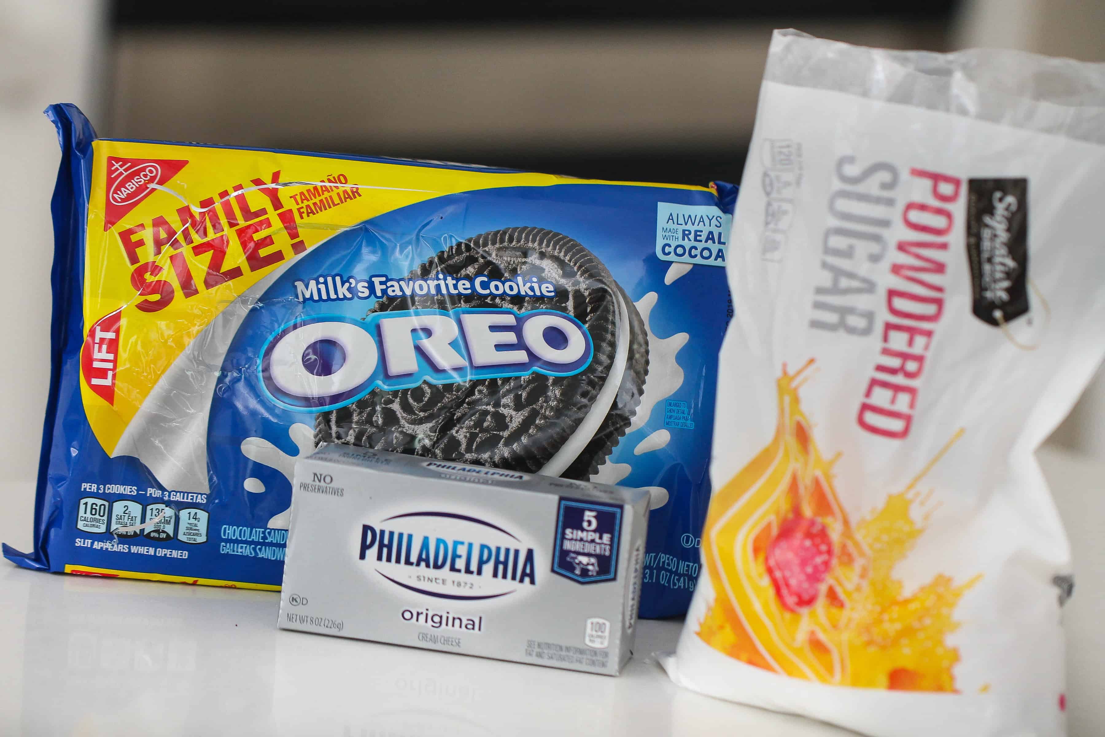 Ingredients for No Bake Mini Oreo Cheesecakes