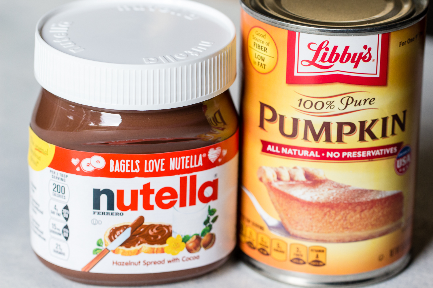 Nutella and a can of pumpkin