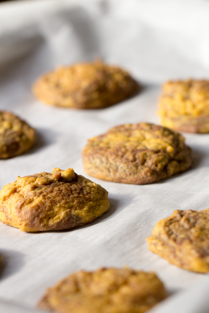 Nutella Pumpkin Cookies on the baking sheet