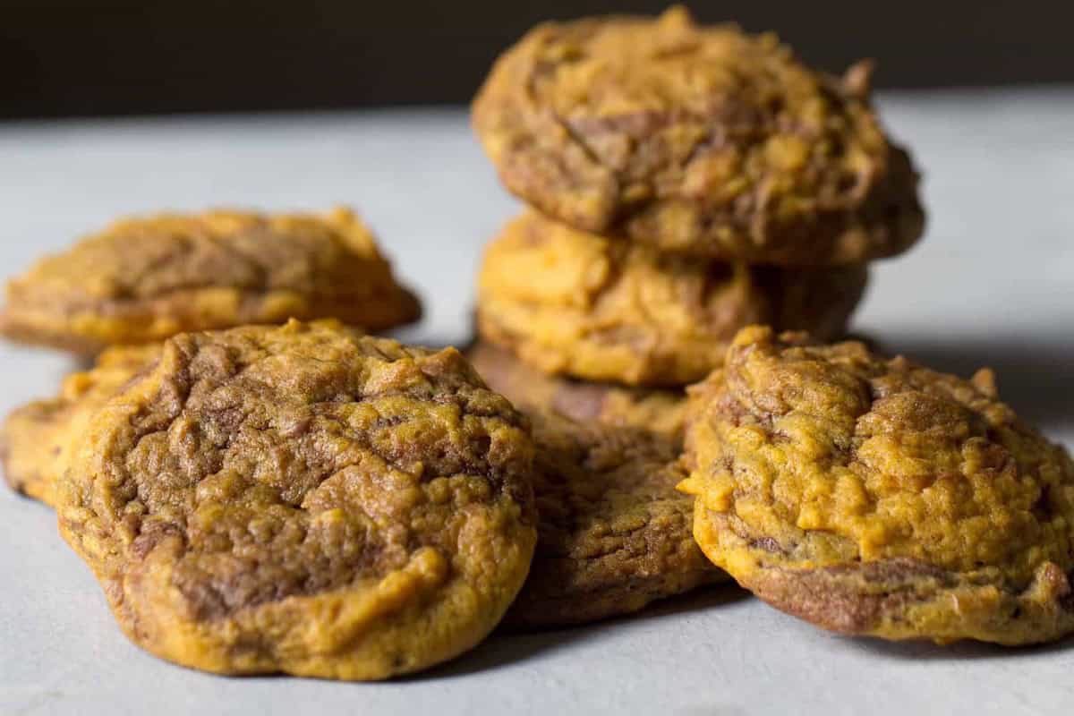 Nutella Pumpkin Cookies stacked