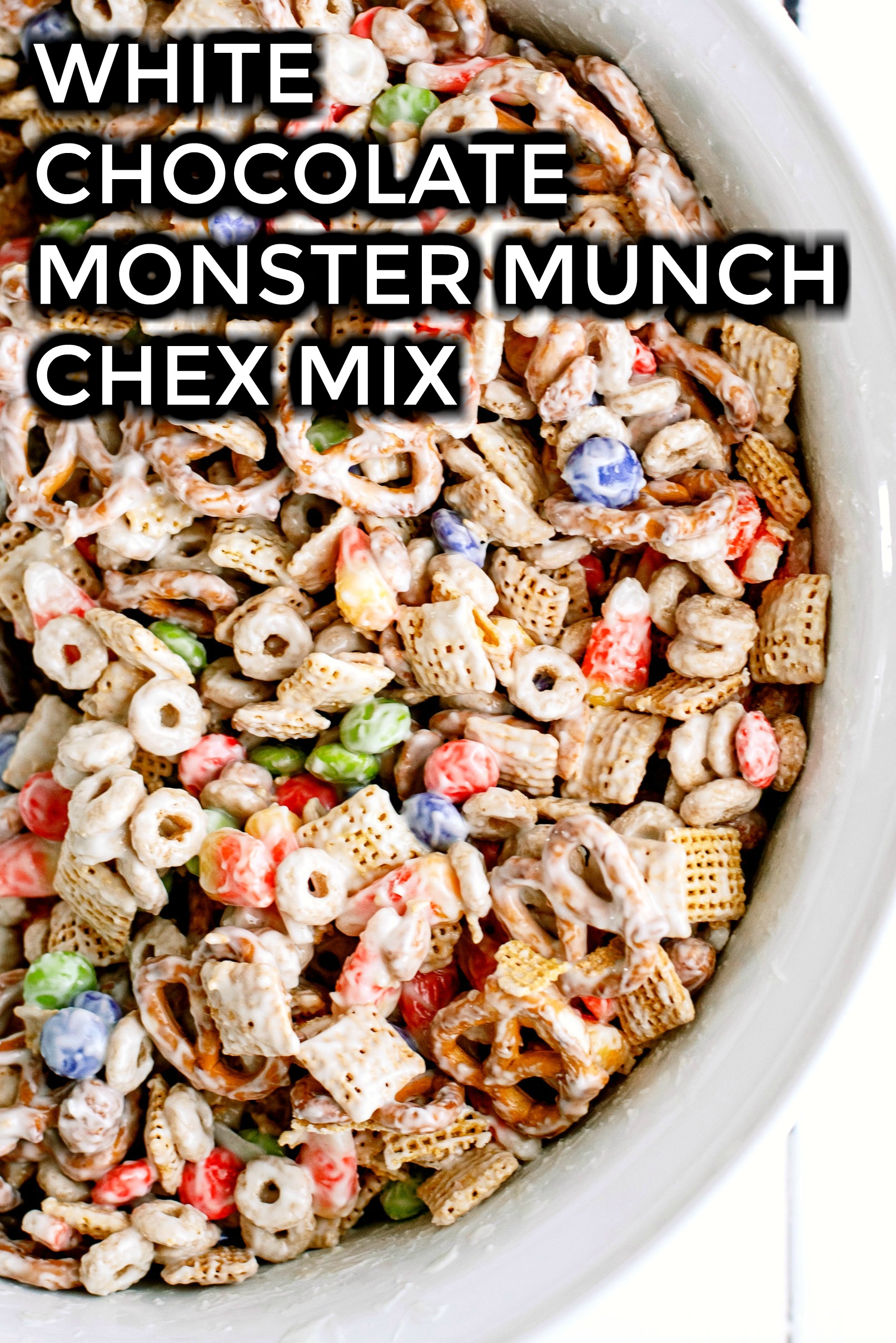 White Chocolate Chex Mix in a bowl