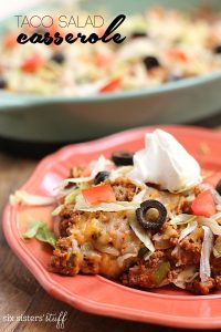 20 Minute Taco Salad Casserole on Six Sisters' Stuff