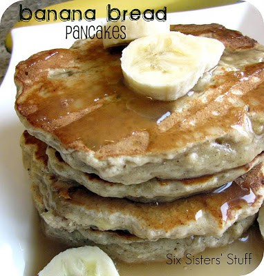 Banana Bread Pancakes Recipe with Vanilla Maple Glaze