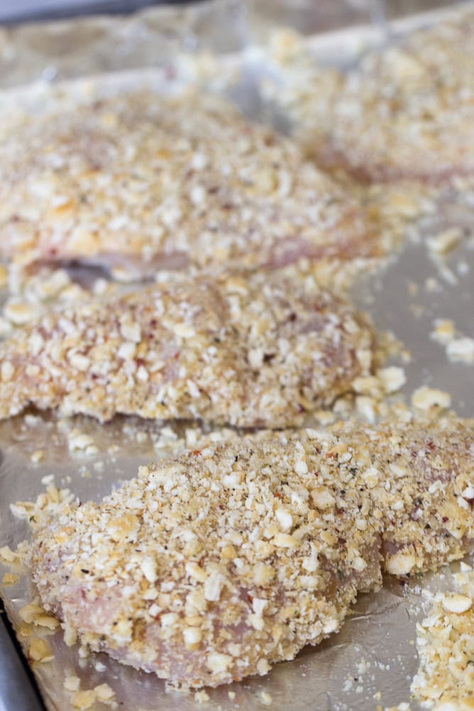 Easy Club Chicken on a baking sheet