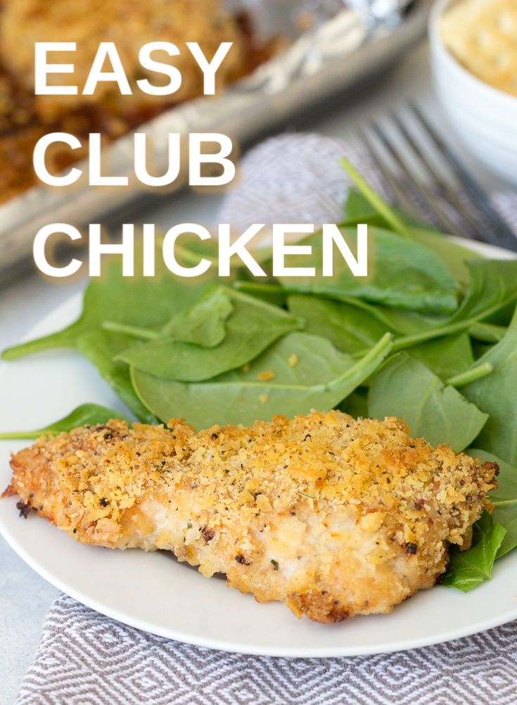 Easy Club Chicken on a plate with salad