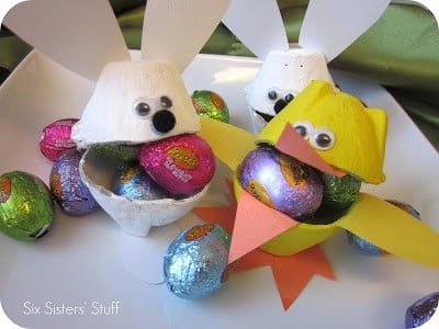 Easter Bunny & Duck Egg Carton Candy Cups