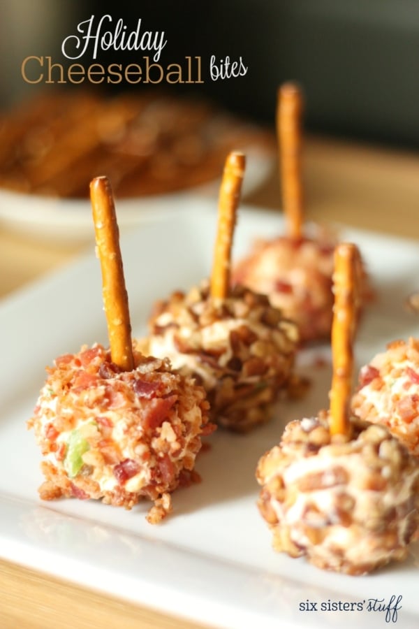 Holiday Cheese Ball Bites on a serving plate