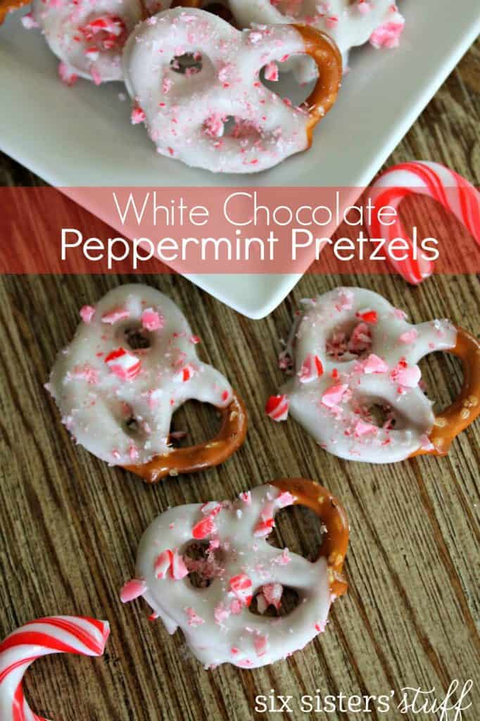 white chocolate peppermint pretzels