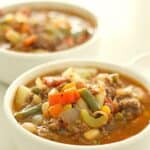 Hamburger Vegetable soup in bowl