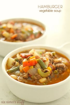 Hamburger Vegetable soup in bowl