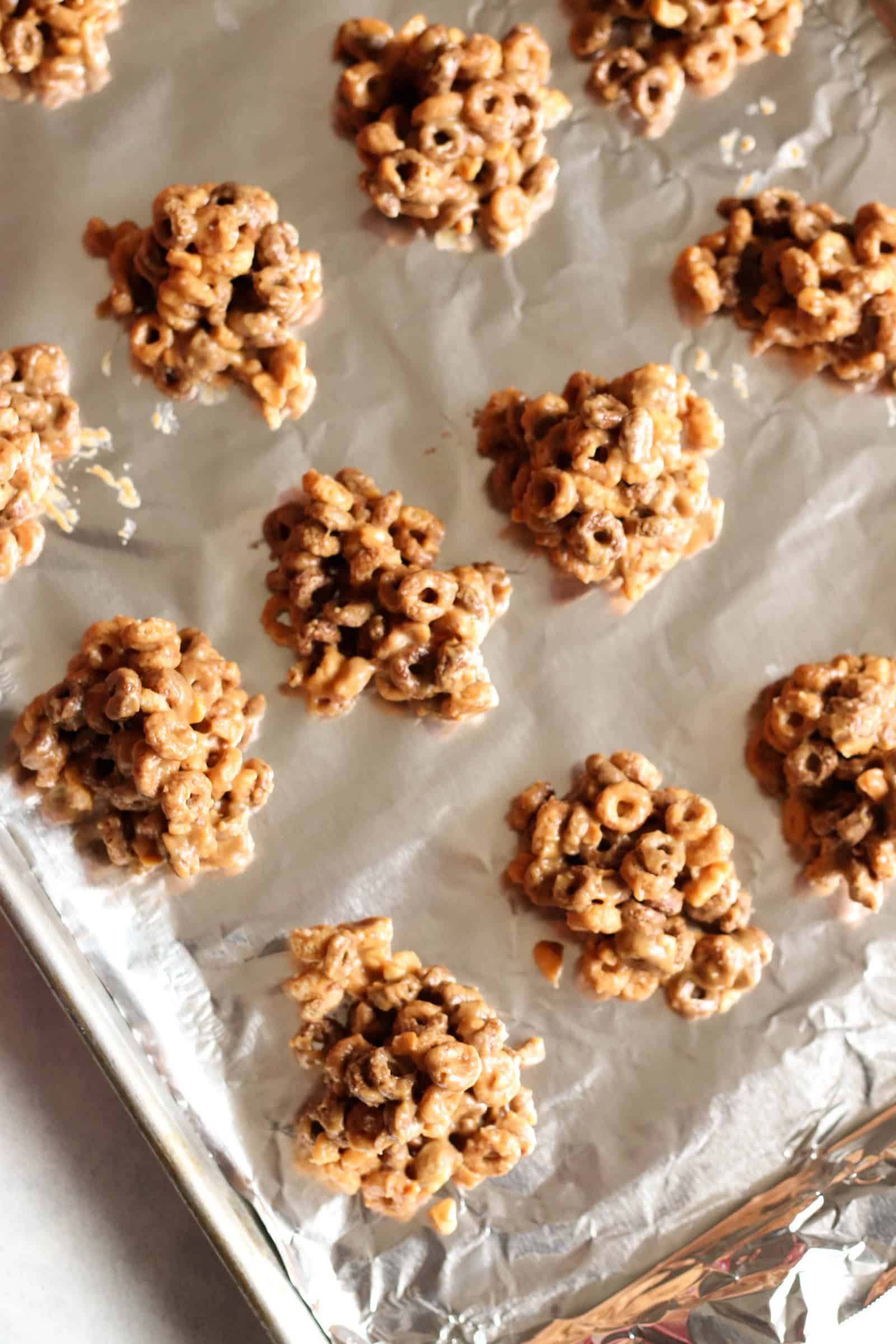 Peanut Butter Breakfast Bites on Aluminum Foil