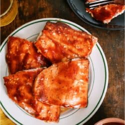 BBQ Baked Salmon on a plate.
