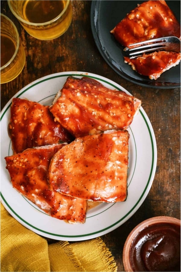 BBQ Baked Salmon on a plate.