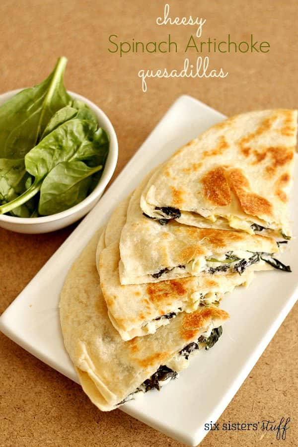 Cheesy Spinach Artichoke Quesadillas