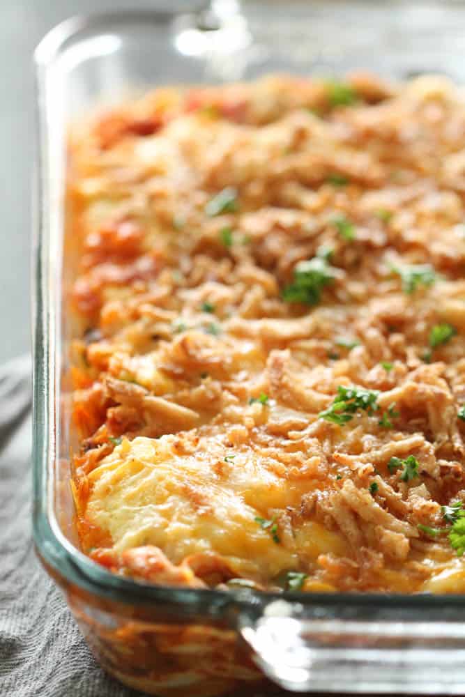 Cornbread Taco Bake in casserole dish