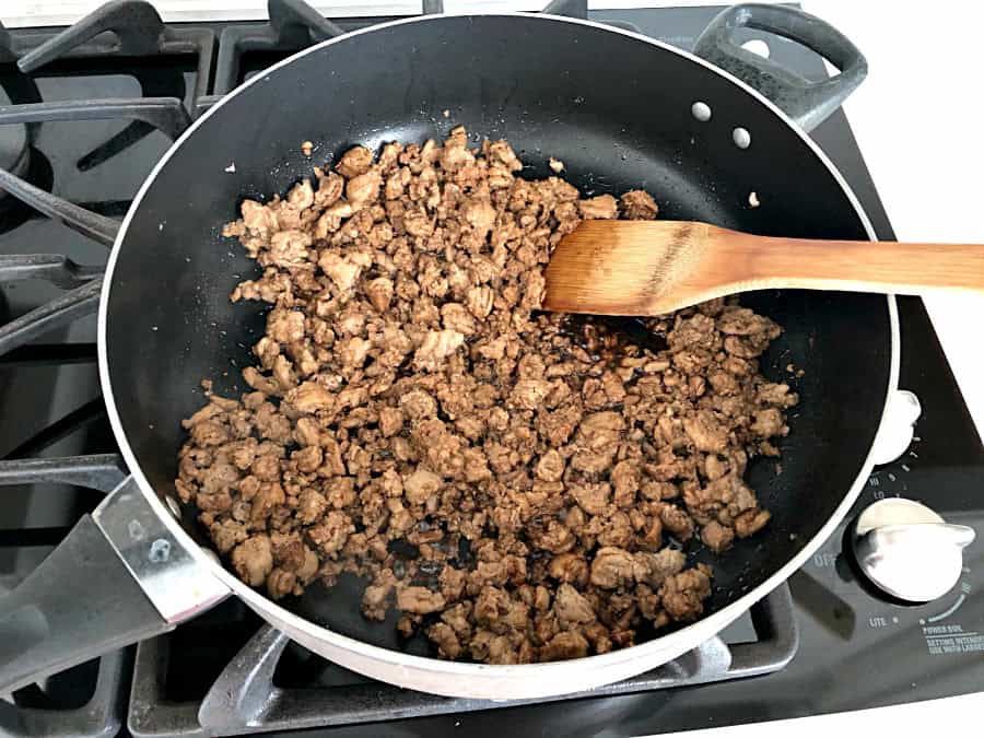 Browning Ground Turkey on the stove top in a skillet