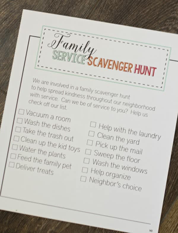 family service scavenger hunt