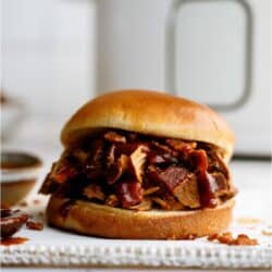 bbq bacon pulled pork sandwich