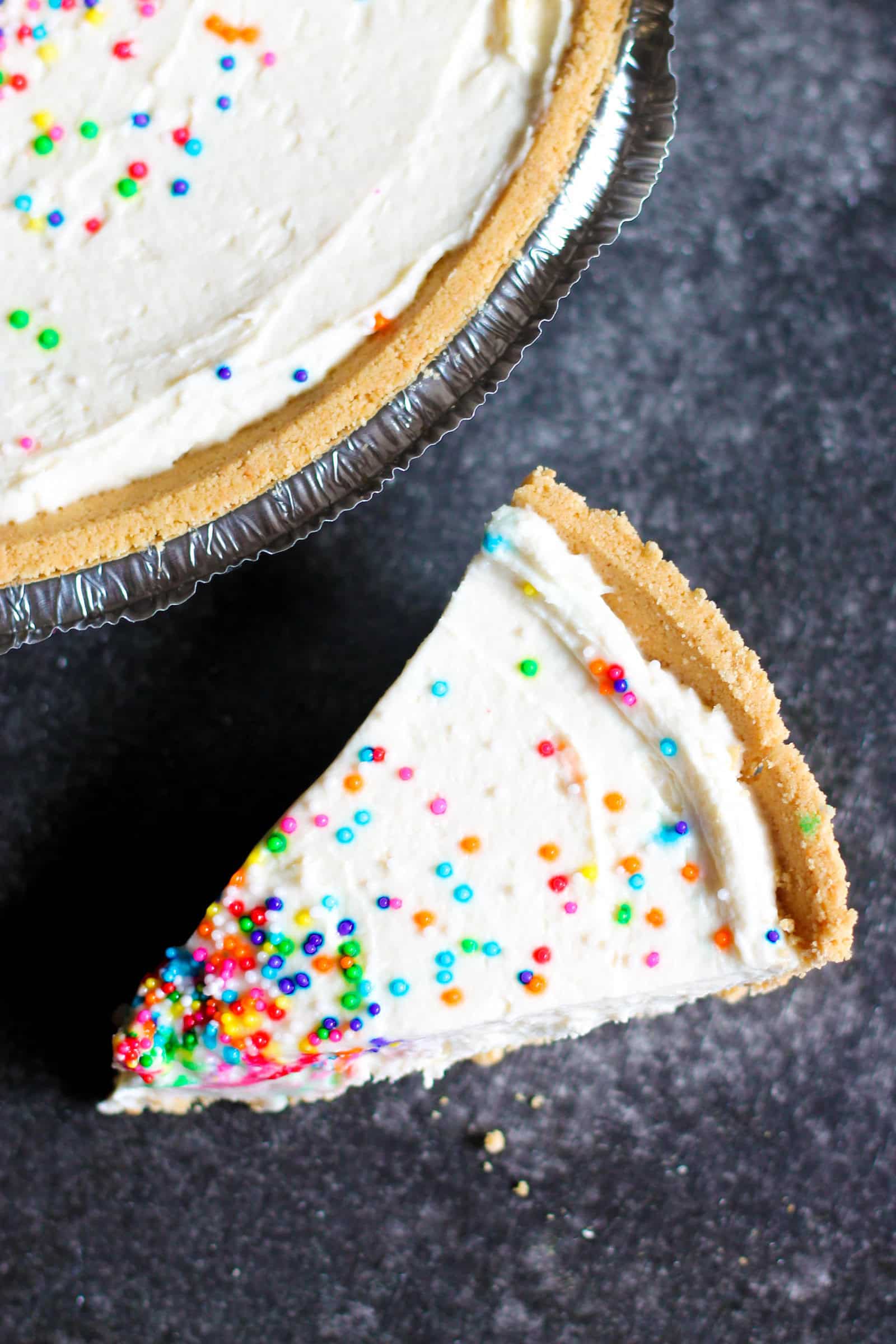 Slice of 5-Ingredient Cake Batter Cheesecake