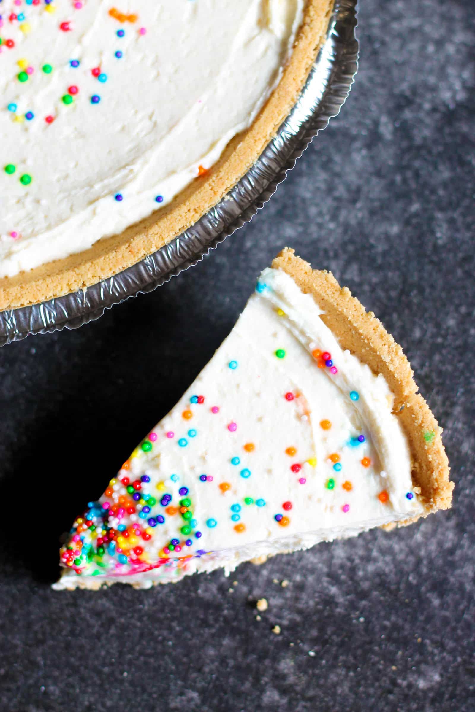 Slice of 5-Ingredient Cake Batter Cheesecake
