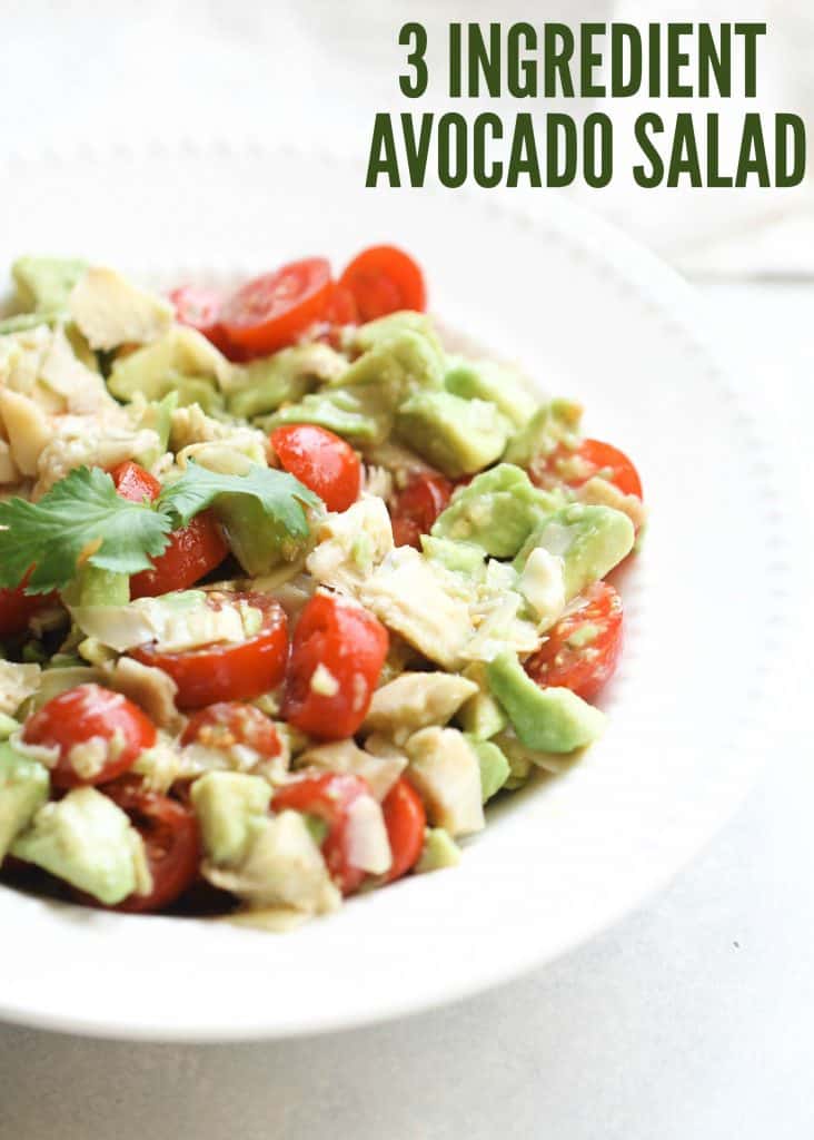 3 ingredient avocado salad with tomato and cilantro