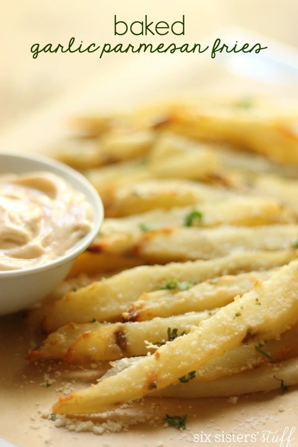 Baked Garlic Parmesan Fries Recipe with Spicy Aioli