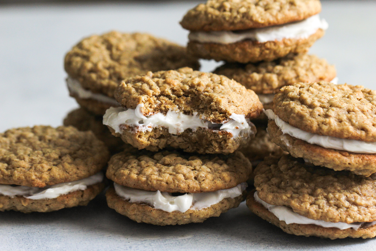 Homemade Oatmeal Creme Pies stacked